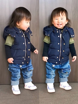 「キッスコーデ」｜「アイテム（その他）」を使った、なな✿こうさん（キッズ・70cm）の春コーディネート