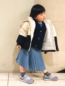 「にゃー（ニャー）のアイテム」を使った、なな✿こうさん（キッズ・100cm）の冬コーディネート