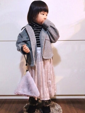 「巾着バッグ」｜「アイテム（その他アウター）」を使った、なな✿こうさん（キッズ・92cm）の冬コーディネート