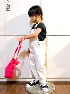 「LOWRYS FARM」｜「アイテム（オールインワン・サロペット）」を使った、なな✿こうさん（キッズ・100cm）の夏コーディネート