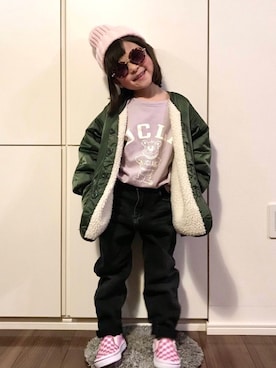 「春カラー」｜「アイテム（ラッピングキット）」を使った、なな✿こうさん（キッズ・110cm）の冬コーディネート
