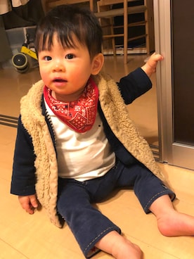 「アイテム（ベスト）」を使った、＊そーまま＊さん（キッズ・80cm）の冬コーディネート