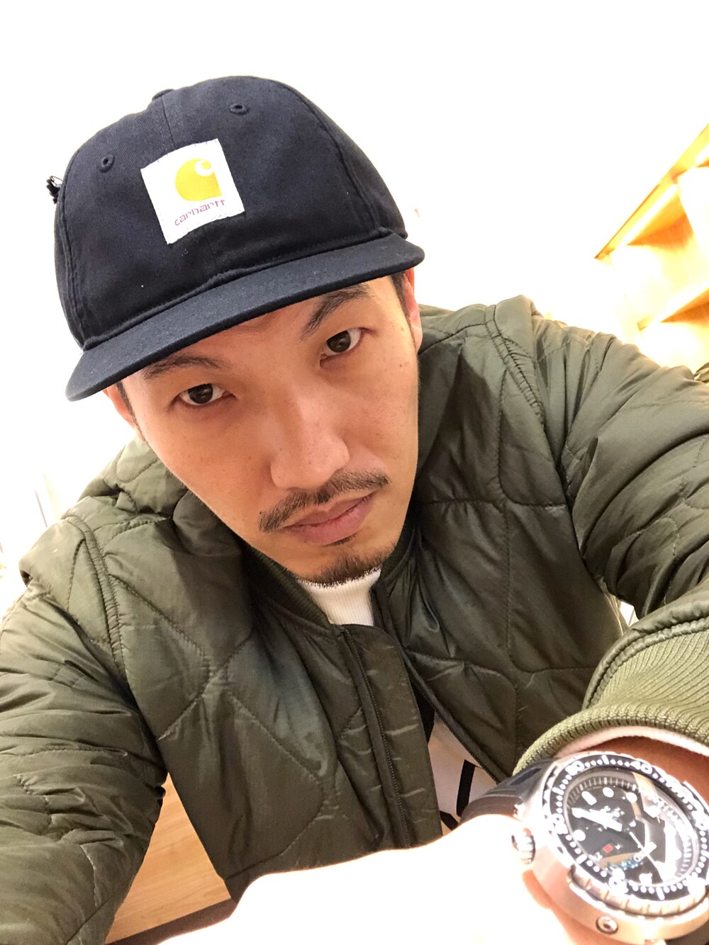 「Carhartt WIP(Carhartt WIP)」｜「Carhartt WIPのアイテム（キャップ、ブラック系）」を使った、Alexchenさん（メンズ・173cm）の冬コーディネートの1枚目の写真