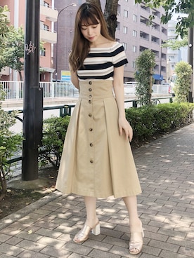 「コルセットスカート」｜児玉亜由美さん（レディース・160cm）の夏コーディネート