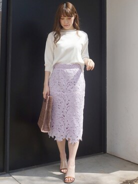 ケミカルレースタイトスカートを使った人気ファッションコーディネート Wear