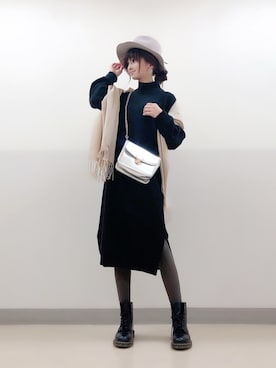 「3色コーデ」｜「アイテム（ワンピース/ドレス）」を使った、ゆんさん（レディース・165cm）の冬コーディネート
