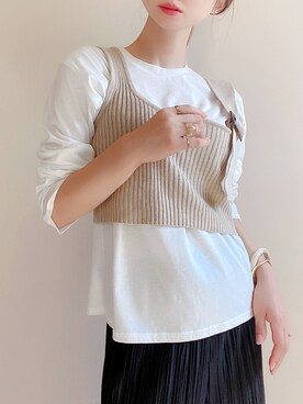 「kutir（クティール）のカラーマーブルクリアリング（リング）」を使った、ゆんさん（レディース・165cm）の秋コーディネート