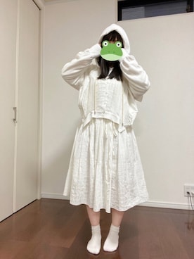 あゆこ 🐸使用「Handmade（sold out  無機質の中のぬくもりパーカー white）」的時尚穿搭