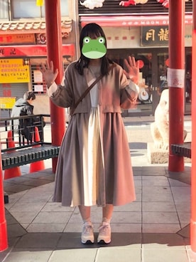 「sakishimatokyo（サキシマトーキョー）のアイテム（その他アウター）」を使った、あゆこぴ 🐸さん（レディース・153cm）の冬コーディネート