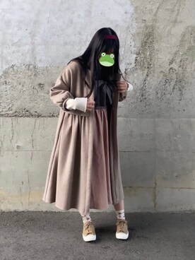 「sakishimatokyo（サキシマトーキョー）のアイテム（その他アウター）」を使った、あゆこぴ 🐸さん（レディース・153cm）の冬コーディネート