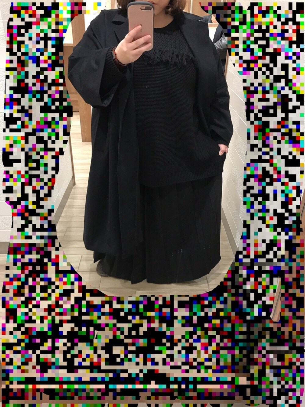 「ブラックコーデ、デブでもオシャレ、ダイエット中、スカンツ」｜「nissenのアイテム（ニット/セーター、ブラック系）」を使った、♡♡！Mnm！♡♡さん（レディース・159cm）の冬コーディネートの1枚目の写真