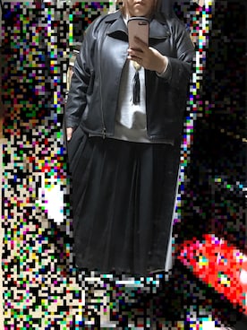 「プリーツ」｜「アイテム（ライダースジャケット）」を使った、♡♡！Mnm！♡♡さん（レディース・159cm）の春コーディネート