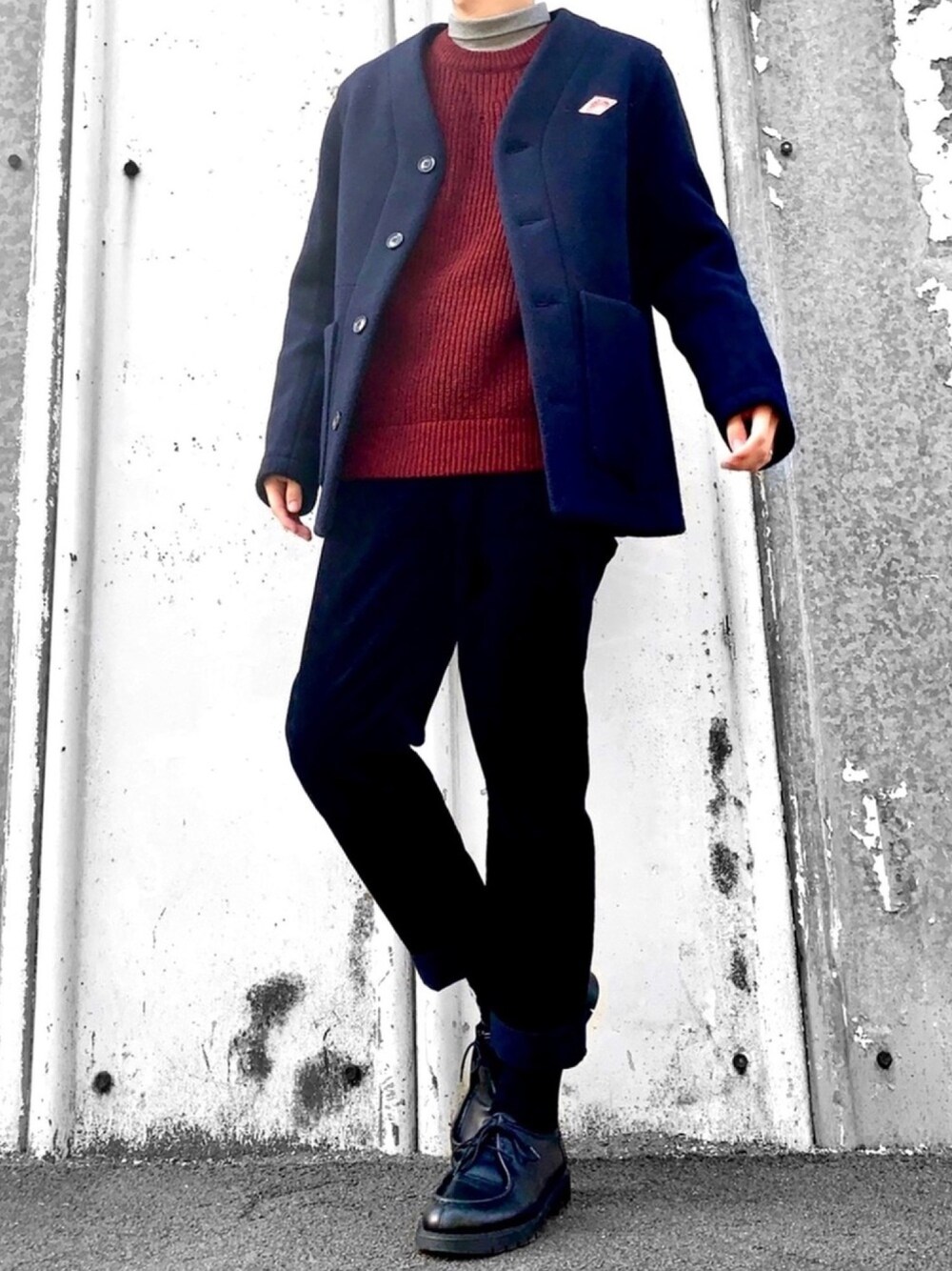 DANTON/ダントン】 ウールモッサカラーレスジャケット/Vノーカラー