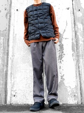 「TAION（タイオン）のアイテム（チェスターコート）」を使った、hatahiroさん（メンズ・171cm）の秋コーディネート