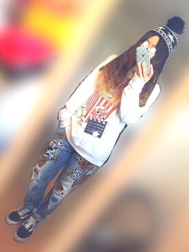 「スタッズ」｜「アイテム（レッグウェア）」を使った、✯SAYAmosh✯さん（レディース・163cm）の春コーディネート