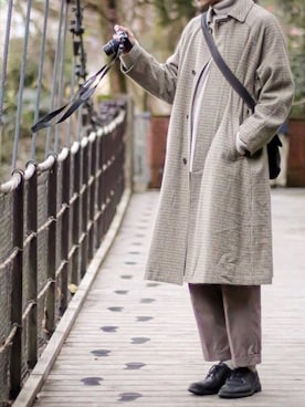 「MACKINTOSH PHILOSOPHY（ﾏｯｷﾝﾄｯｼｭ ﾌｨﾛｿﾌｨｰ）のアイテム（ステンカラーコート）」を使った、しゅたさん（メンズ・181cm）の冬コーディネート