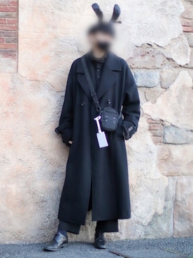 「SHAREEF（シャリーフ）のアイテム（チェスターコート）」を使った、しゅたさん（メンズ・181cm）の冬コーディネート
