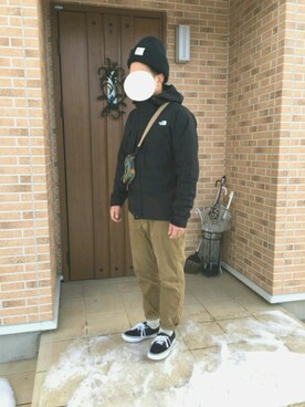 「THE NORTH FACE（ザノースフェイス）のザ・ノース・フェイス　メンズゴアテックスマウンテンレインパーカー　/　オールマウンテンジャケット（マウンテンパーカー）」を使った、一二三んさん（メンズ・173cm）の冬コーディネート