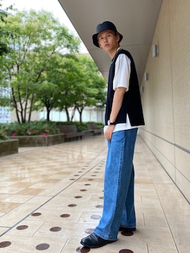 「PUBLIC TOKYO（パブリックトウキョウ）のアイテム（帽子）」を使った、masaki_naraさん（メンズ・178cm）の夏コーディネート
