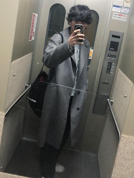 「sunsea」｜「アイテム（その他アウター）」を使った、ICHさん（メンズ・180cm）の冬コーディネート