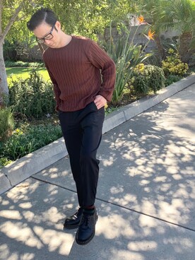 「Dr. Martens（ドクターマーチン）のアイテム（スリッポン）」を使った、加州さん（メンズ・168cm）の秋コーディネート