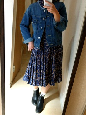 「くつした」｜「アイテム（デニムジャケット）」を使った、raichiさん（レディース・151cm）の春コーディネート