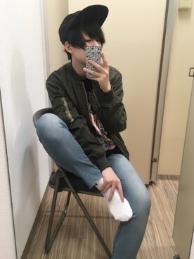 「カットオフ」｜「アイテム（キャップ）」を使った、▽△さん（レディース・158cm）の春コーディネート