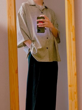 「remer（リメール）のloose floral shirt 【小花柄】/ルーズフローラルシャツ（シャツ/ブラウス、ベージュ系）」を使った、aiatakeさん（メンズ・170cm）の春コーディネート