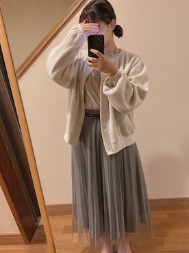 「ehka sopo（エヘカソポ）のアイテム（ジャケット/アウター、ベージュ系）」を使った、春谷 さくらさん（レディース・151cm）の秋コーディネート