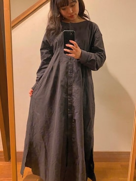 「niko and...（ニコアンド）のアイテム（ワンピース、ブラウン系）」を使った、春谷 さくらさん（レディース・151cm）の秋コーディネート
