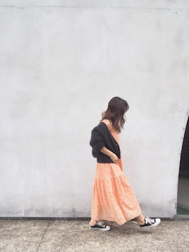 「ETRE TOKYO（エトレトウキョウ）のジオメトリックレースワンピース（ワンピース）」を使った、SARASAさん（レディース・159cm）の秋コーディネート
