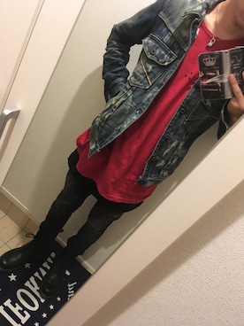 「Moonage Devilment（ムーンエイジデビルメント）のアイテム（トップス）」を使った、rudoさん（メンズ・174cm）の秋コーディネート