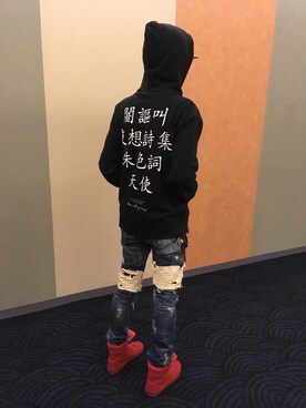 「Moonage Devilment（ムーンエイジデビルメント）のアイテム（シューズ）」を使った、rudoさん（メンズ・174cm）の春コーディネート