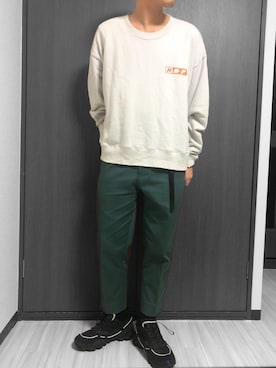 「ADER error」｜「アイテム（スウェット）」を使った、こめっとさん（メンズ・177cm）の春コーディネート