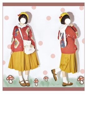 「アイテム（アンサンブル、レッド系）」を使った、79さん（レディース・165cm）の秋コーディネート