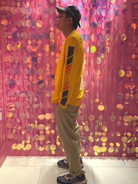 「LOVE」｜「アイテム（帽子）」を使った、Chan CheeHongさん（メンズ・180cm）の秋コーディネート