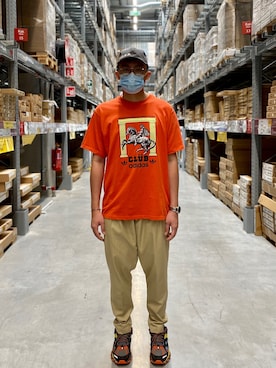 「F.C.R.B.（エフシーアールビー）のアイテム（帽子）」を使った、Chan CheeHongさん（メンズ・180cm）の春コーディネート