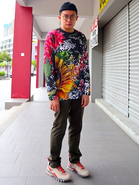 「AGAINST（アゲインスト）のアイテム」を使った、Chan CheeHongさん（メンズ・180cm）の夏コーディネート