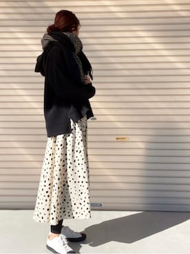 「ダルメシアン柄スカート」｜ukeeeeeyさん（レディース・160cm）の秋コーディネート