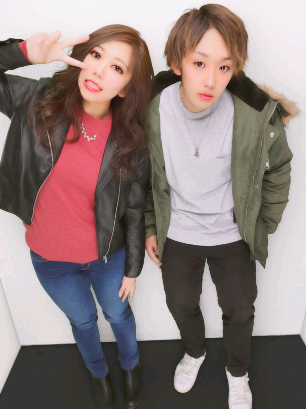 「パステル映える春、彼氏、コーデ」｜「GUのアイテム（ニット/セーター、レッド系）」を使った、みゆさん（レディース・159cm）の春コーディネートの1枚目の写真