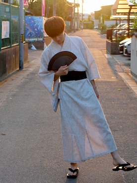 「アイテム（浴衣、ホワイト系）」を使った、ツバサさん（メンズ・177cm）の夏コーディネート