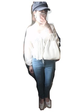 「ぺプラムトップス」｜「アイテム（その他シューズ）」を使った、Kannaさん（レディース・162cm）の春コーディネート