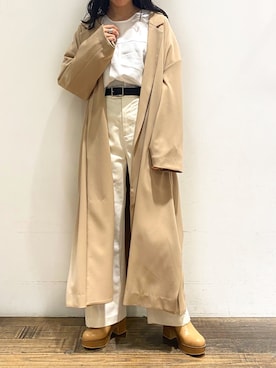 「JEANASIS（ジーナシス）のアイテム（チノパンツ）」を使った、かのんさん（レディース・155cm）の冬コーディネート