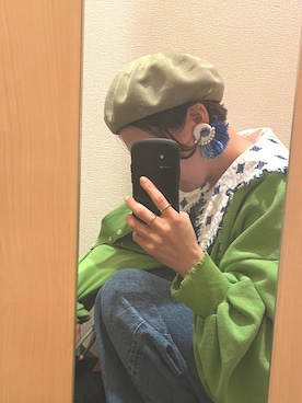 「salut!（サリュ!）のアイテム（帽子）」を使った、conqさん（レディース・157cm）の春コーディネート