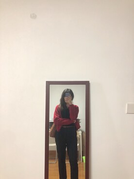 「基础款」｜「アイテム（スラックス）」を使った、桃子小姐さん（レディース・165cm）の秋コーディネート
