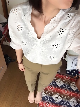 「THE SHINZONE（ザ　シンゾーン）のハイウエストチノパンツ（チノパンツ）」を使った、ようこさん（レディース・174cm）の秋コーディネート