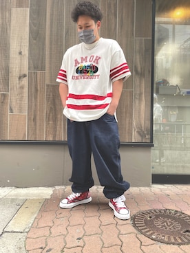 「amok（アモク）のアイテム」を使った、SASAOさん（メンズ・175cm）の夏コーディネート