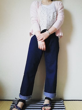 「ロールアップ」｜「アイテム（キャミソール）」を使った、うたみるのさん（レディース・151cm）の夏コーディネート