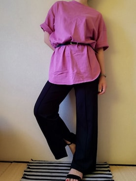 「スリット」｜「アイテム（アナログ腕時計）」を使った、うたみるのさん（レディース・151cm）の夏コーディネート
