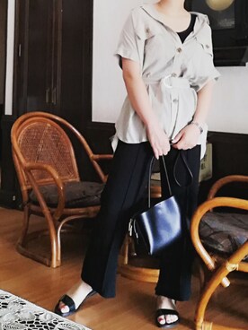 「スリット」｜「アイテム（アナログ腕時計）」を使った、うたみるのさん（レディース・151cm）の夏コーディネート